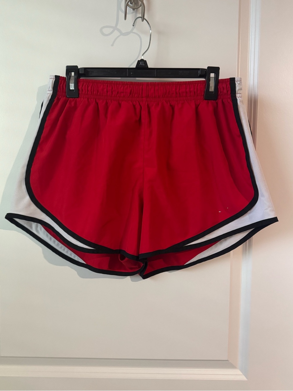Nike Red Women's Athletic Shorts with White Panels